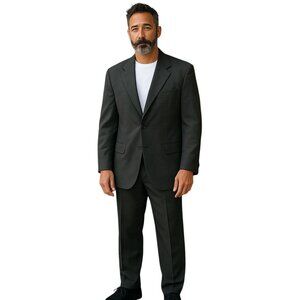 Botany 500 Black Long Sleeve Wool Suit Jacket-Single Breasted-Notch Lapel